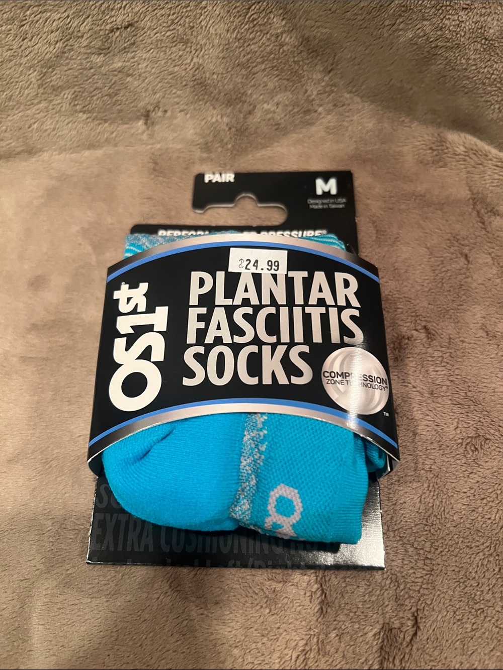 Men’s Plantar Fasciitis Compression Socks - Turquoise, M